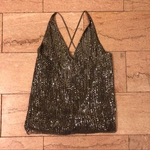 Backless sequined grey top
